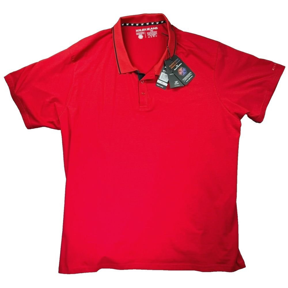 New XRAY Polo Shirt Mens 4XL Pullover Short‎ Sleeve Red 4 Way Stretch Golf